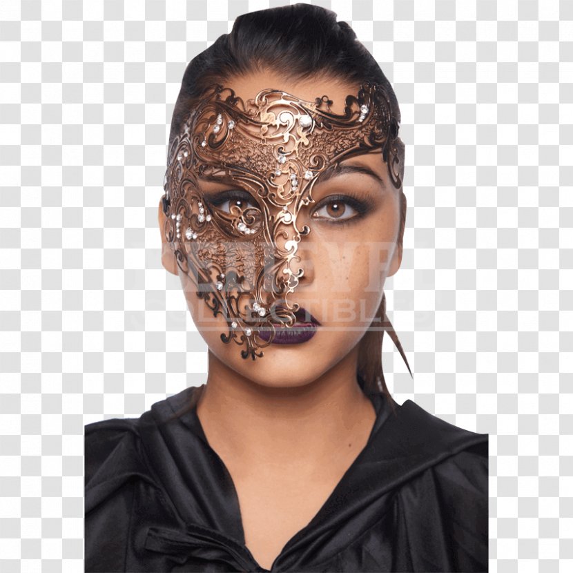 Mask Masquerade Ball Gold Metal Alloy - Head Transparent PNG