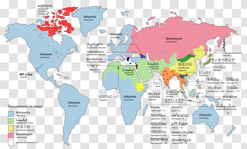 Writing Systems Of The World Map - English Transparent PNG