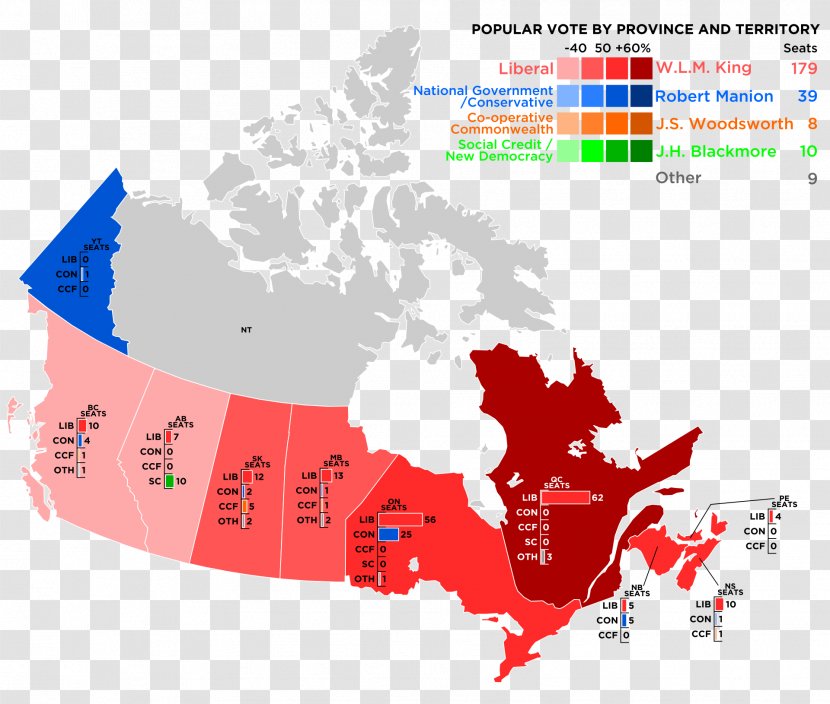 Canada Canadian Federal Election, 1940 Vector Graphics Map 1958 - Royalty Payment Transparent PNG