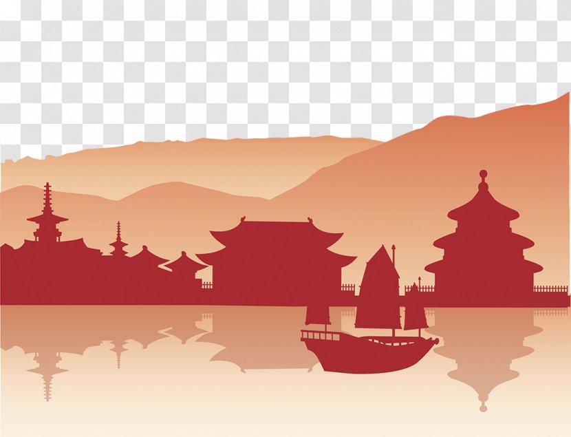 Temple Silhouette - Red Transparent PNG