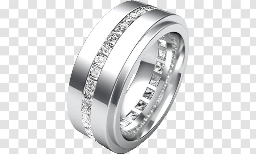 Wedding Ring Engagement Diamond Princess Cut - Platnumz - Tungsten Transparent PNG