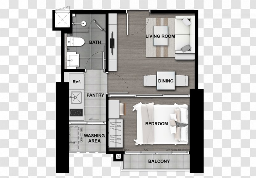 The Politan Aqua Bedroom Apartment Square Meter - Room Transparent PNG