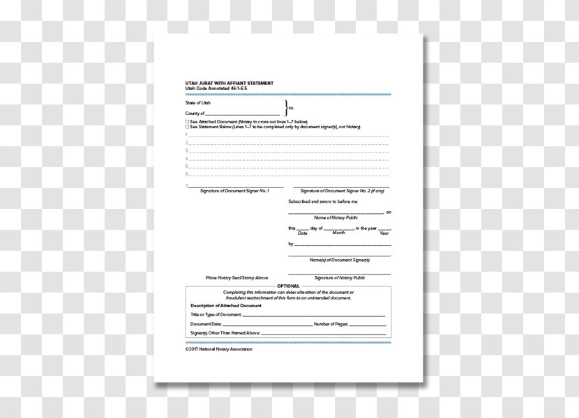Jurat Utah Document Affidavit Notary Public - Higher National Certificate Transparent PNG