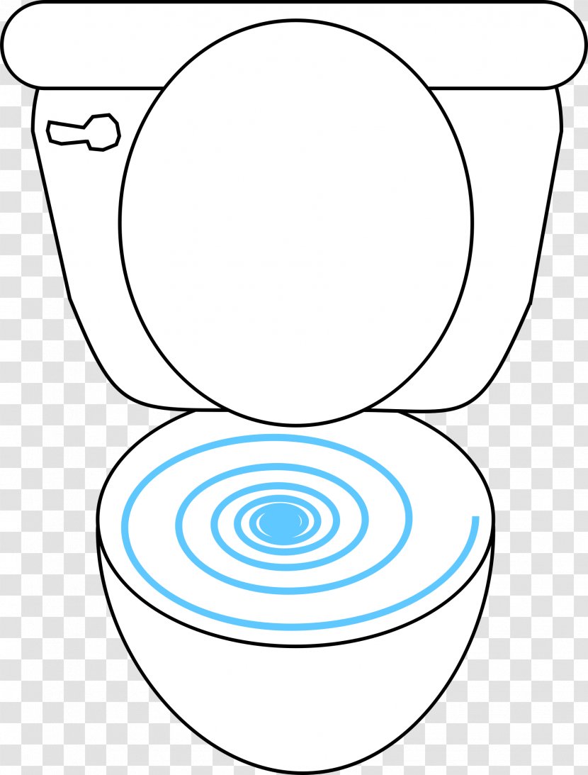 Flush Toilet Bathroom Clip Art - Black And White - Top View Transparent PNG