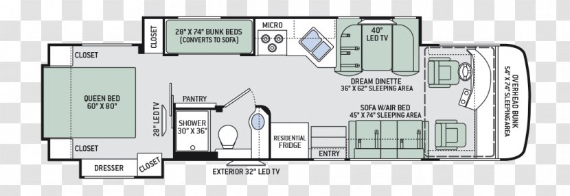 Thor Motor Coach Floor Plan Elkhart Campervans Motorhome - Technology - Bed Transparent PNG