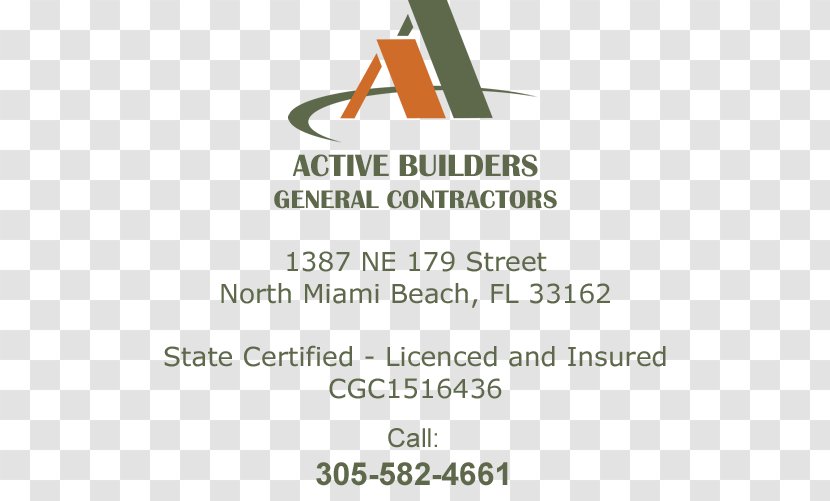 General Contractor North Alabama Contractors And Construction Company Active Builders, Inc. Hollywood, Florida Architectural Engineering - Logo Transparent PNG