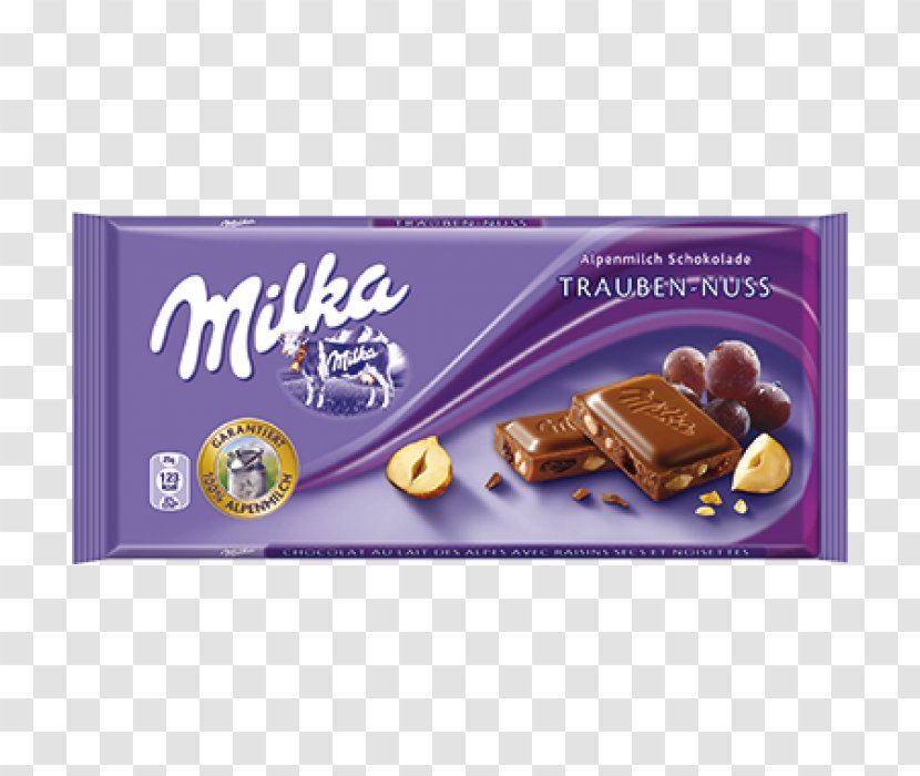 Chocolate Bar Milka Chocolate-covered Raisin Cream - Flavor - Milk Transparent PNG