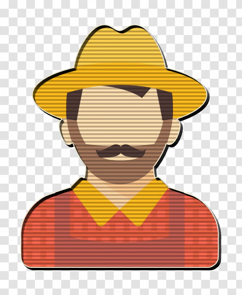 Color Professions Avatars Icon Farmer Man - Headgear - Cowboy Hat Smile Transparent PNG