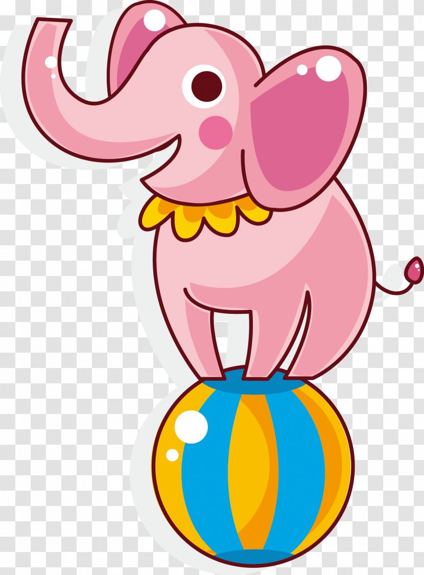 Circus Coloring Book Clown Carnival Child - Pink Elephant Stepping The Ball Elements Transparent PNG