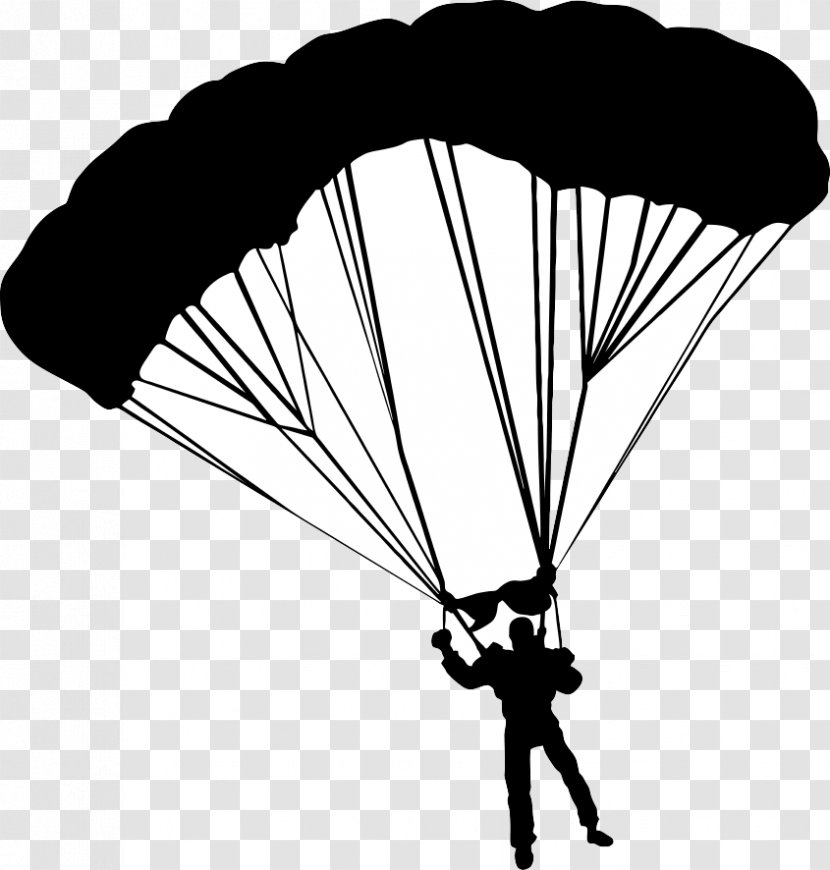 Wall Decal Paratrooper Drawing Sticker Wallpaper - Black And White - Decorative Blue Background Transparent PNG
