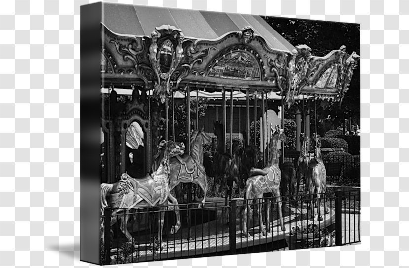 Amusement Park Monochrome Photography Carousel - Merry Go Round Transparent PNG