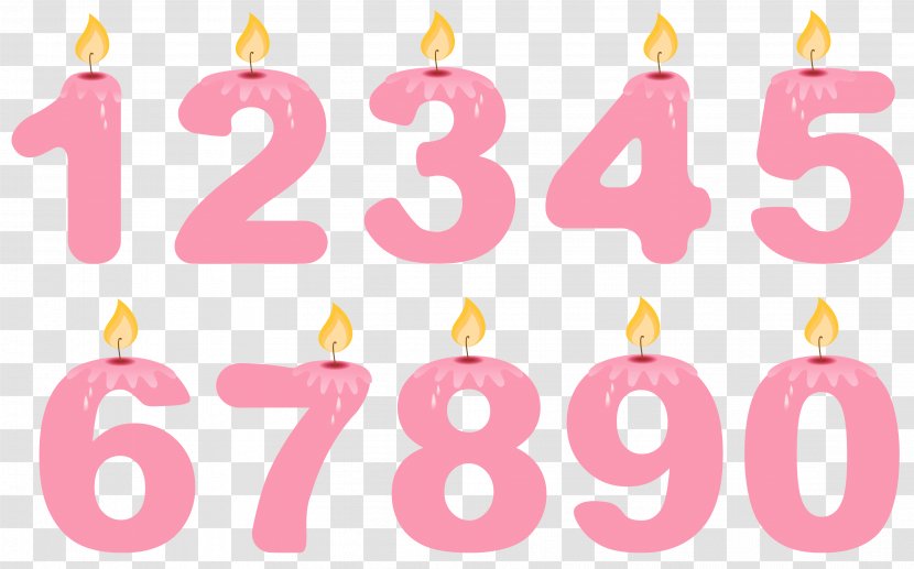 Birthday Cake Candle Clip Art - Number - Transparent Numbers Candles Pink Clipart Transparent PNG