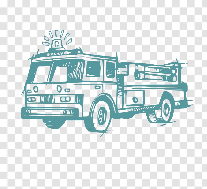 Fire Engine Firefighter Department Sticker Decal - Birthday Transparent PNG