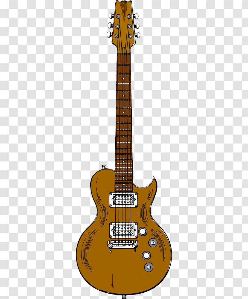 Bass Guitar Electric Clip Art - String Instruments - Brown Transparent PNG