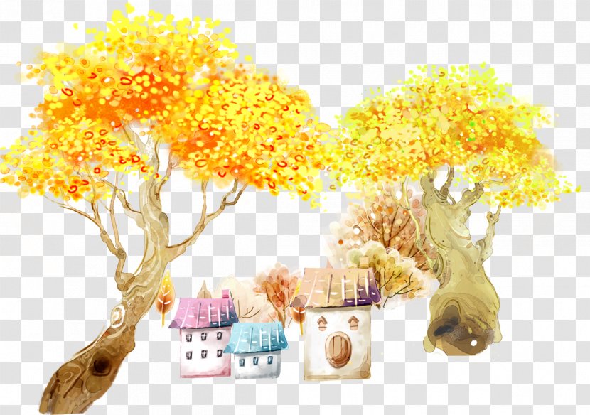 Autumn Leaf Color Wallpaper - Highdefinition Television - Watercolor House Transparent PNG