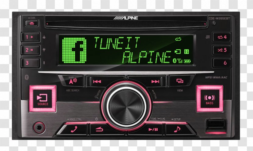 Alpine Electronics ISO 7736 Vehicle Audio Compact Disc Radio Receiver - Stereo Amplifier - Bluetooth Transparent PNG
