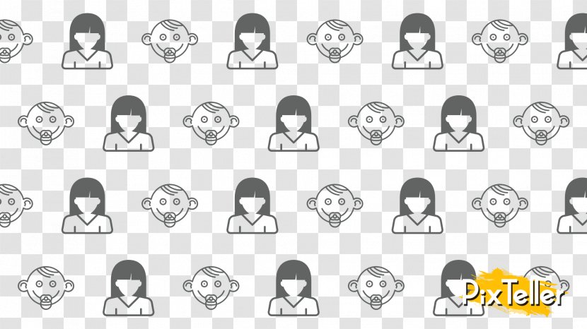Emoticon Smile - Head - Black Hair Line Art Transparent PNG