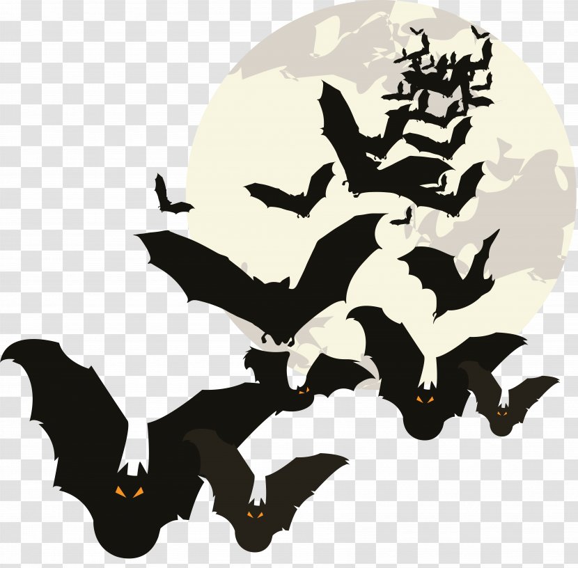 Halloween Computer File - Bat Under The Moon Transparent PNG