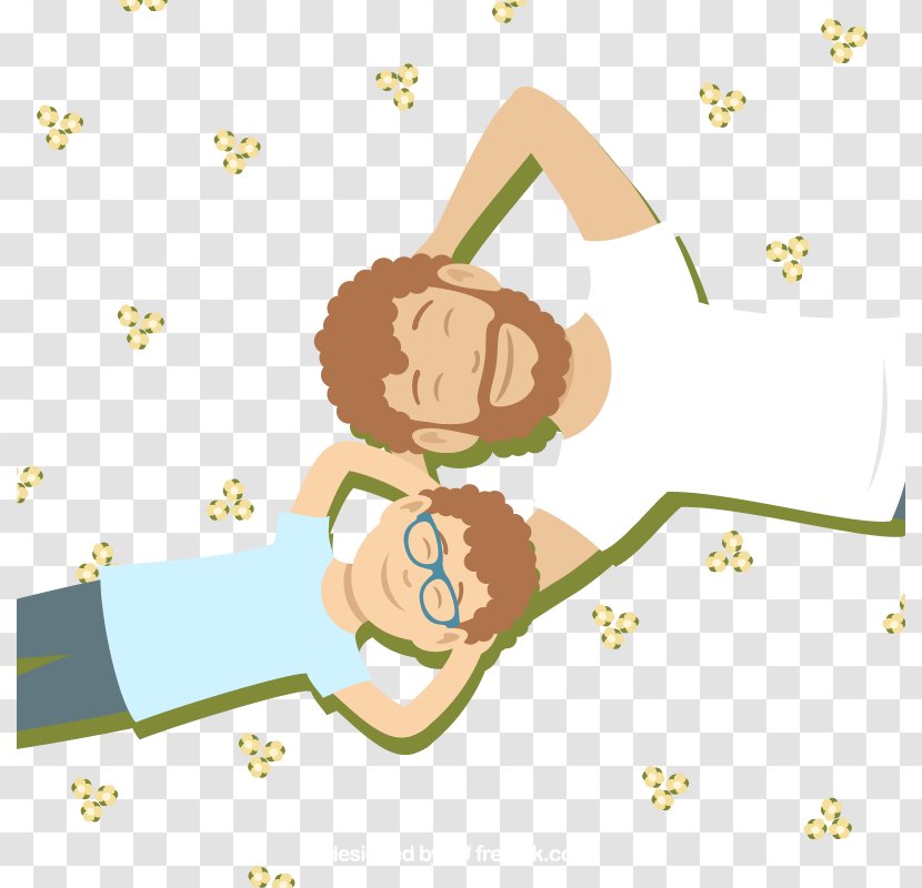 Illustration - Information - Father And Son Lying On The Grass To Rest Transparent PNG