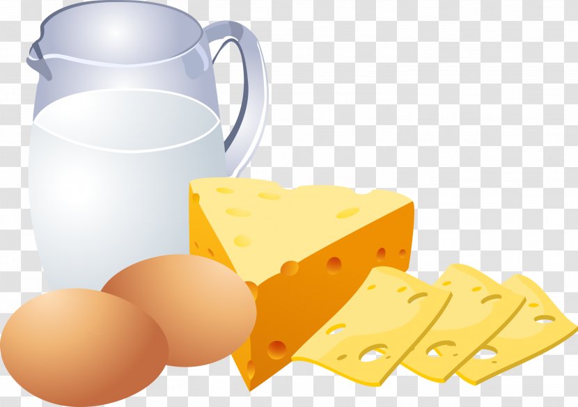 Milk Dairy Product Egg Cheese - Eggs, Milk, Vector Illustration Transparent PNG