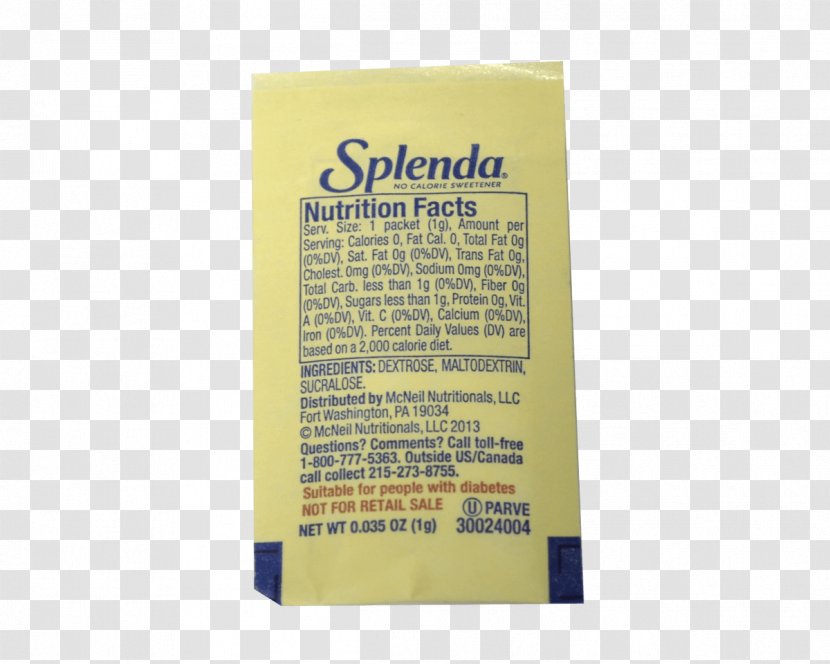 Sugar Substitute Splenda United States Packet Transparent PNG