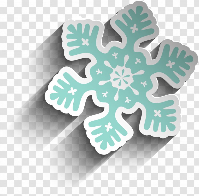 Snowflake Illustration - Red - Green Shadow Transparent PNG