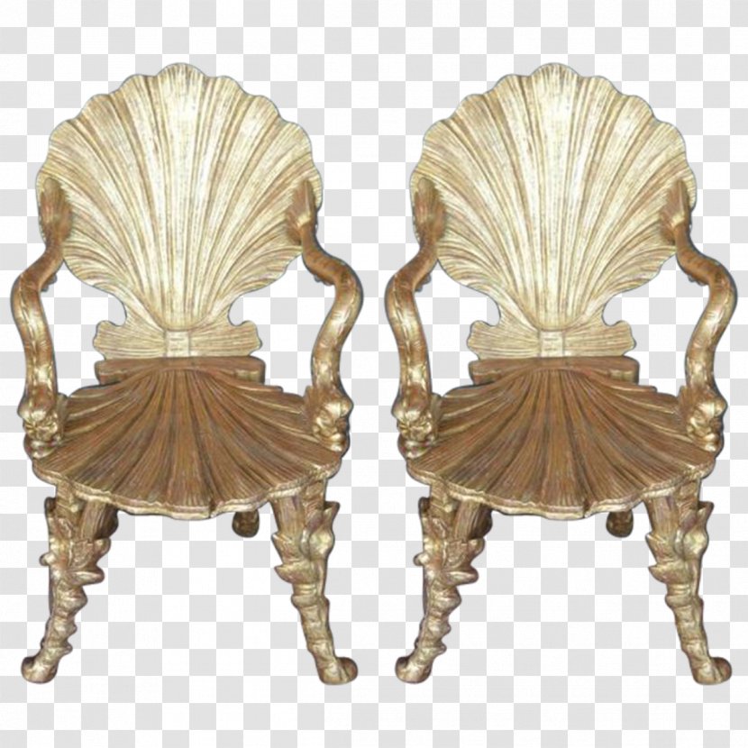 Chair Antique - Metal - Wood Caving Transparent PNG