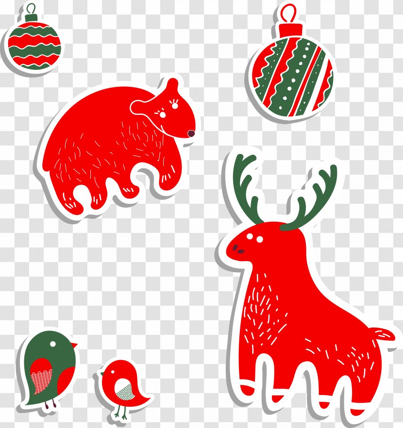 Animal Illustration - Reindeer - Cute Winter Animals And Ball Holiday Card Design Transparent PNG