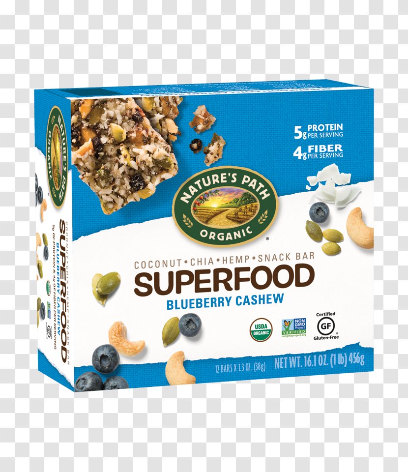 Breakfast Cereal Organic Food Superfood Nature's Path Blueberry - Snack Transparent PNG
