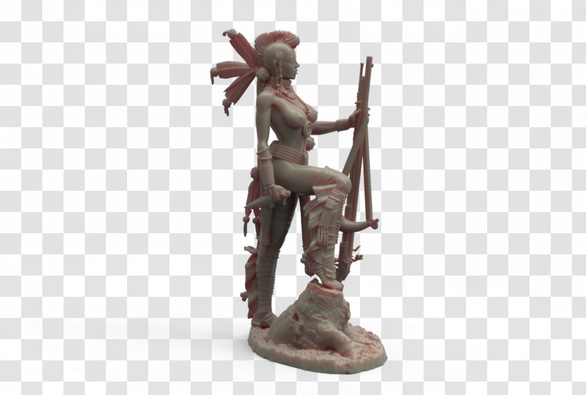 Miniature Figure The Woman Warrior Toy Soldier Bronze Sculpture Resin - Watercolor Transparent PNG