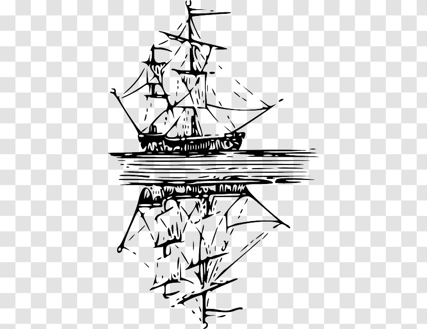 Sailboat Sailing Ship Clip Art - Black And White - Sail Transparent PNG