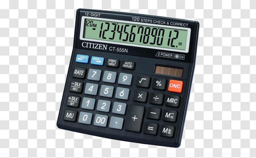 Calculator Citizen Desktop SDC888XRD CT-555 Watch Calculation - Numerical Digit Transparent PNG