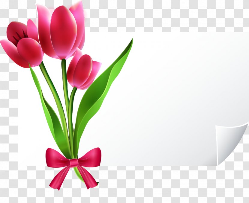 Greeting Card E-card - Gift - Hand-painted Tulip Vector Cards Transparent PNG