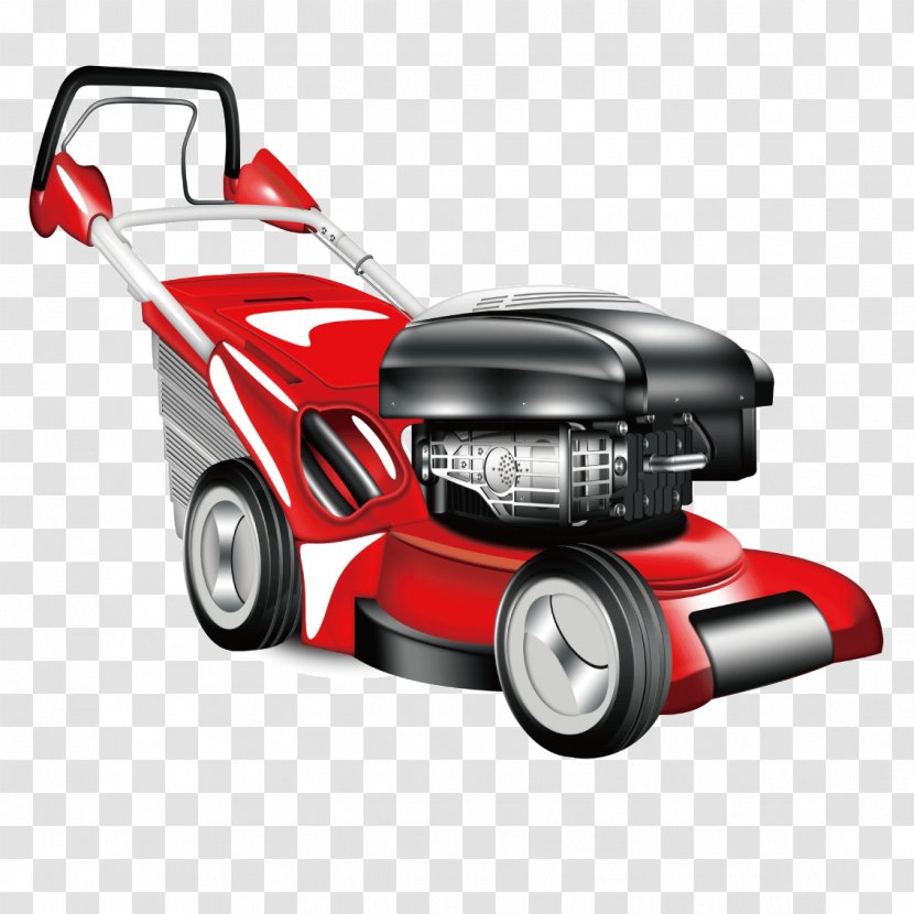 Car Lawn Mower Garden - Outdoor Power Equipment - Cartoon Red Weeding Transparent PNG