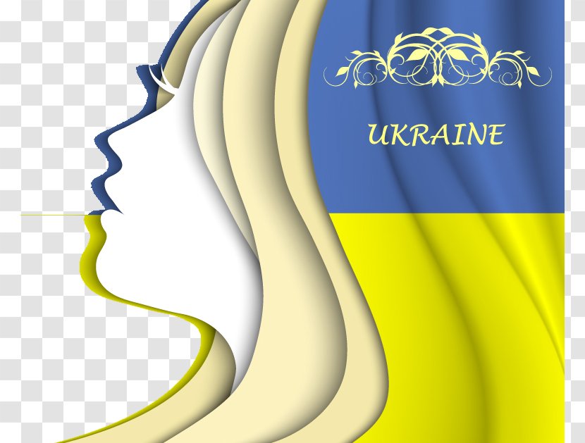 Flag Of Ukraine Coat Arms - Text - Ukrainian Woman In Profile Transparent PNG