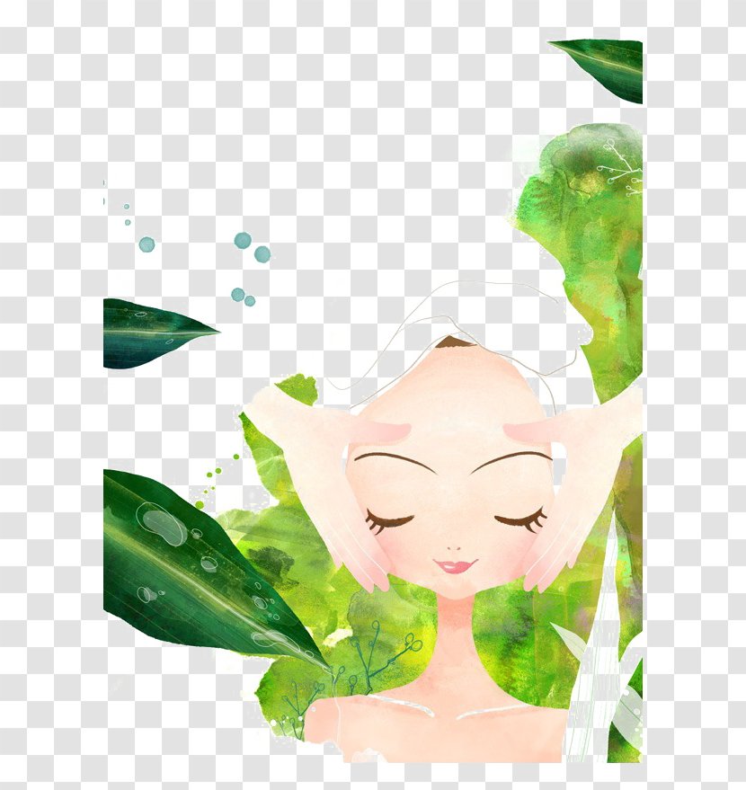 Spa Cosmetology Facial Beauty Parlour Illustration - Woman - Green Health & Transparent PNG