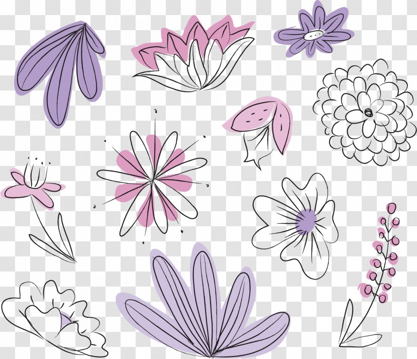 Flower Floral Design - Flowering Plant - Vector Hand Painted Background Transparent PNG