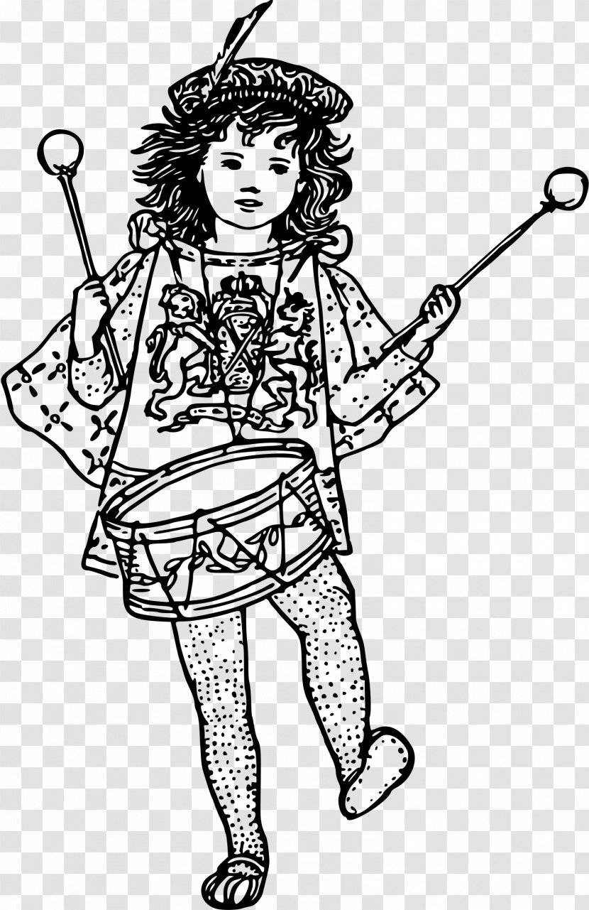 Child Line Art Clip - Black And White - Drummer Transparent PNG