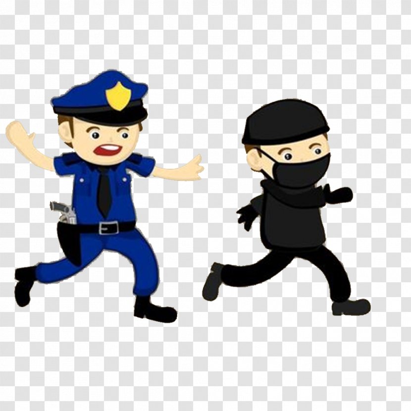 Police Officer Crime Illustration - Robbery - Policeman And Thief Transparent PNG