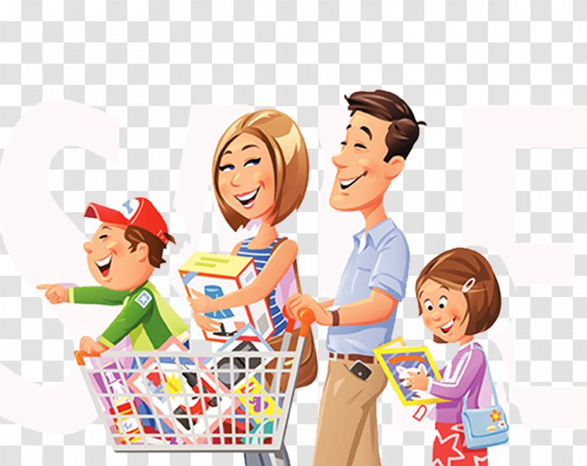 Shopping Cart Stock Illustration - Happiness - Cartoon Family Transparent PNG