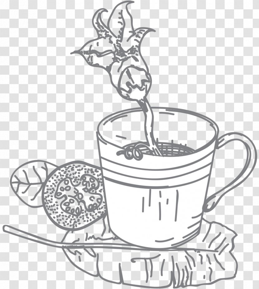 Coffee Cup Flower Cafe Line Art Clip - Organism Transparent PNG
