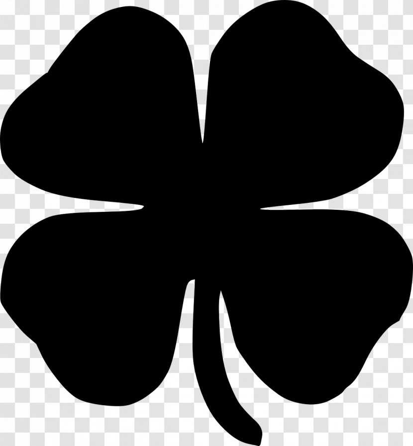 White Clover Four-leaf Clip Art - Black - And Transparent PNG