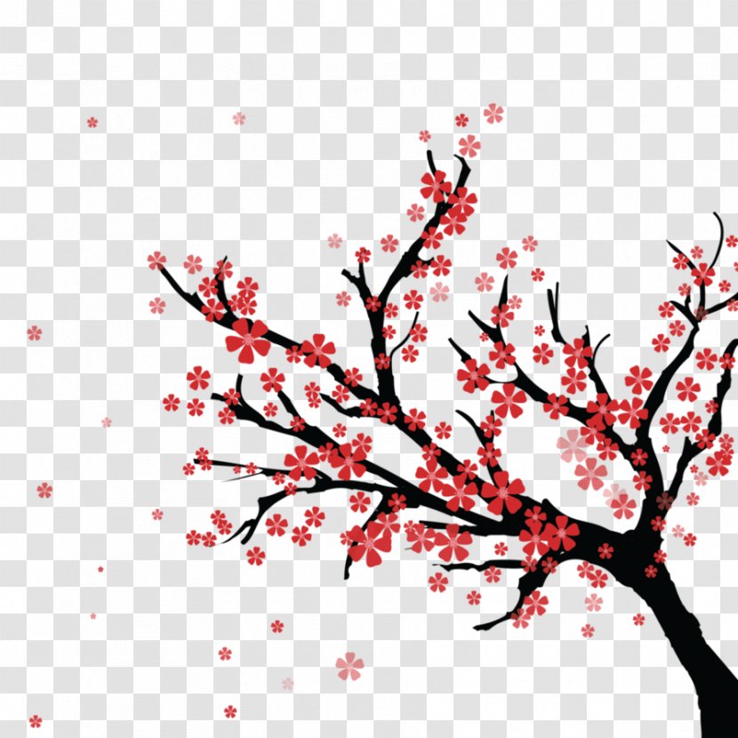 Cherry Blossom Twig Petal - Leaf Transparent PNG