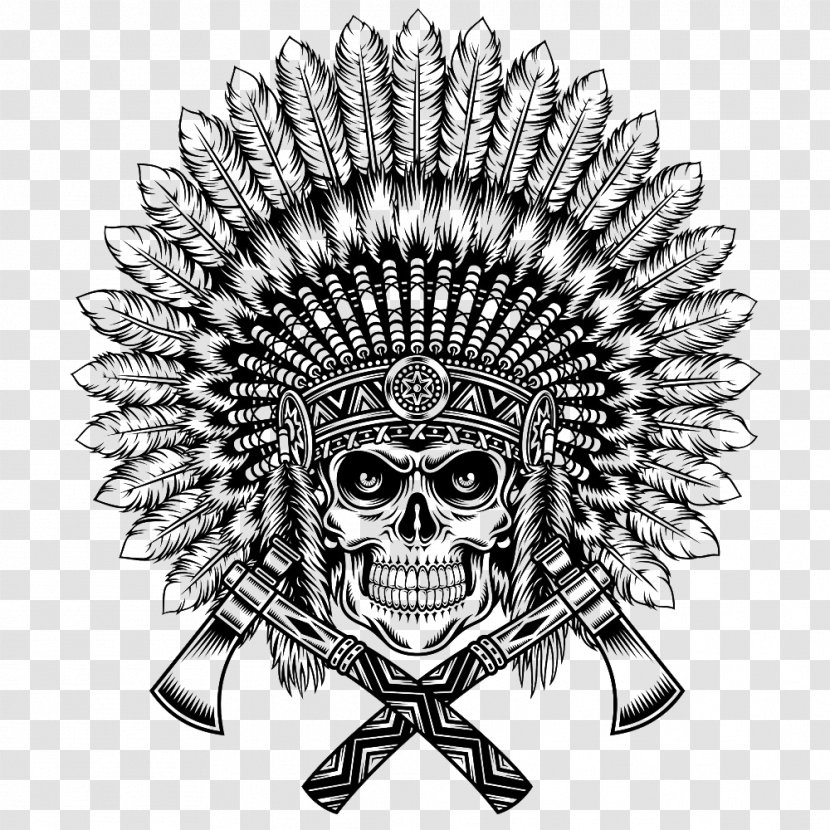T-shirt War Bonnet Indigenous Peoples Of The Americas Skull Native Americans In United States - Bone - Indian Transparent PNG