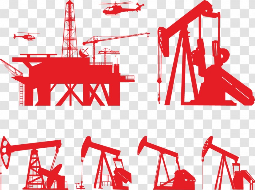 Oil Platform Drilling Rig Petroleum Offshore - Vector Red Transparent PNG
