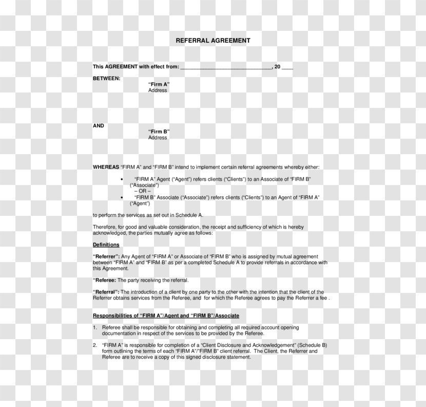 Contract Finder's Fee Retainer Agreement Form - Military Transparent PNG
