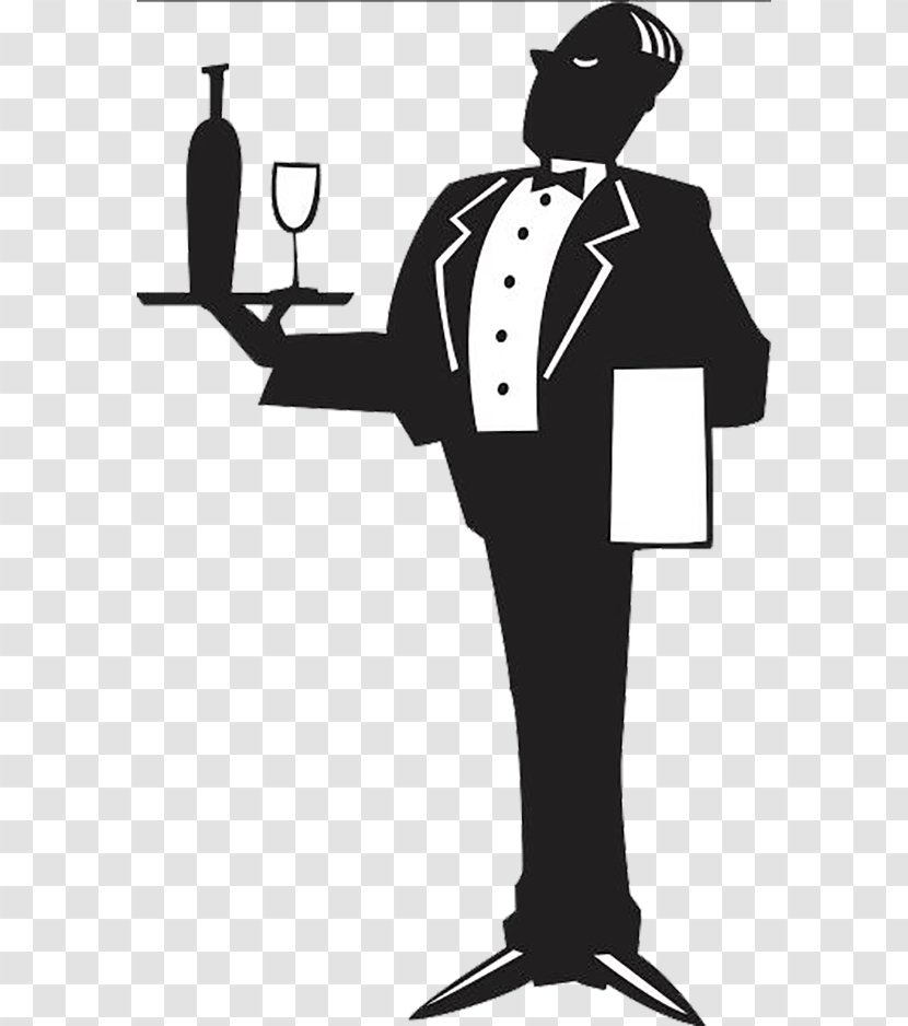 Butler Logo Tray - Monochrome - A Servant Holding Glass Of Wine Transparent PNG