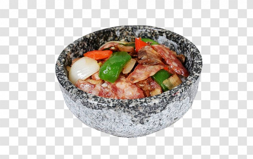 Korean Cuisine Chinese Sausage Congee Dish - Bacon Claypot Transparent PNG
