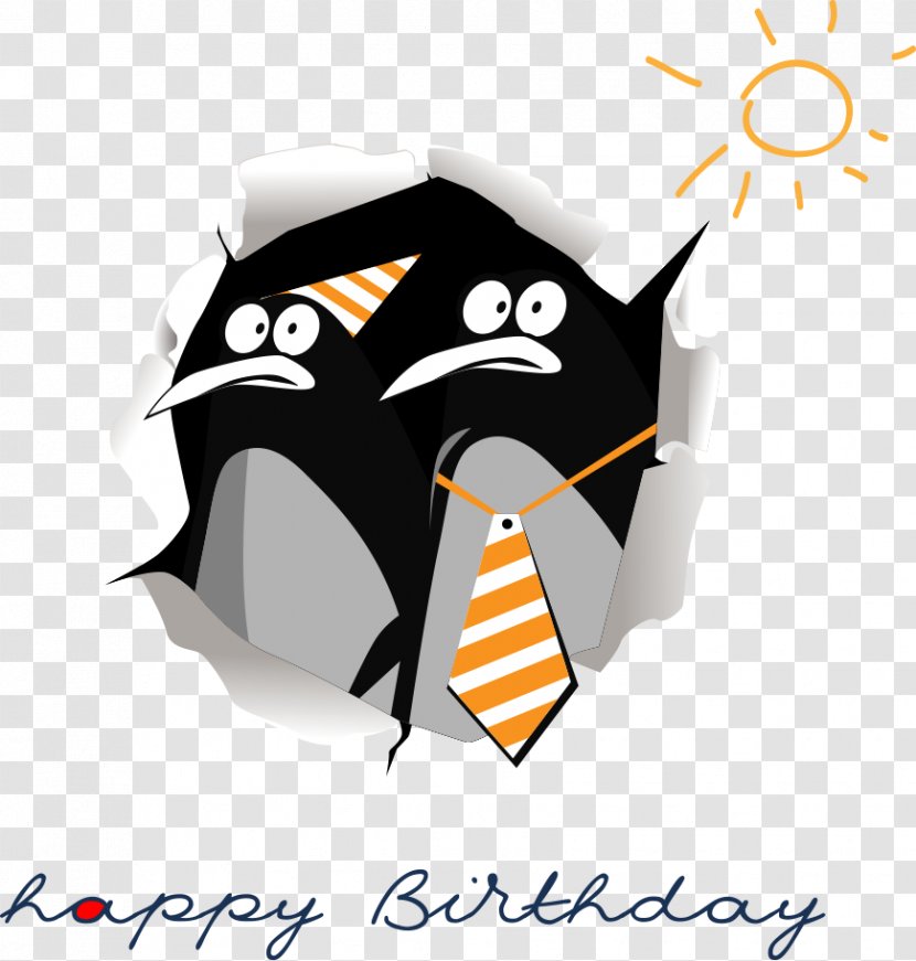 Penguin Happy Birthday To You Greeting Card Wish - Vector Creative Animal Cards Transparent PNG