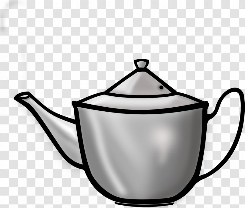 White Tea Teapot Clip Art - Outline Transparent PNG
